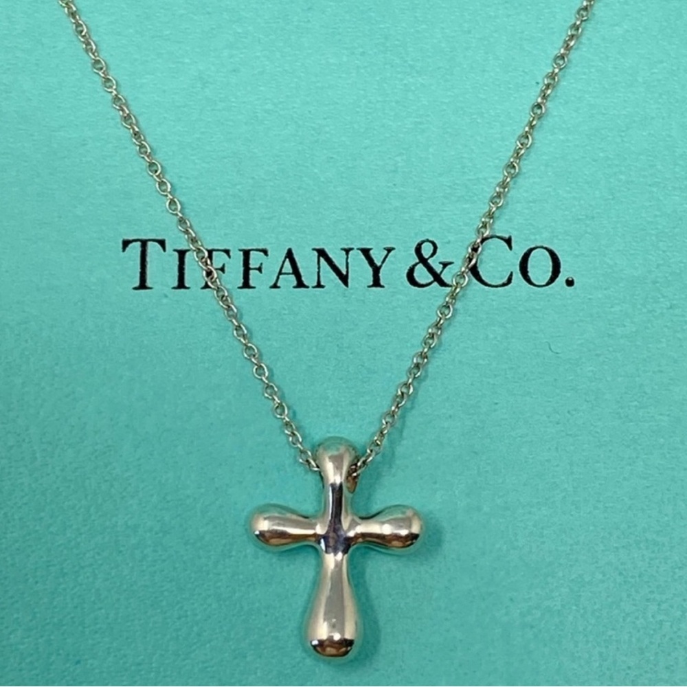 Tiffany & Co Elsa Peretti Cross Pendant Necklace -
925 Silver - 16" Vintage EUC